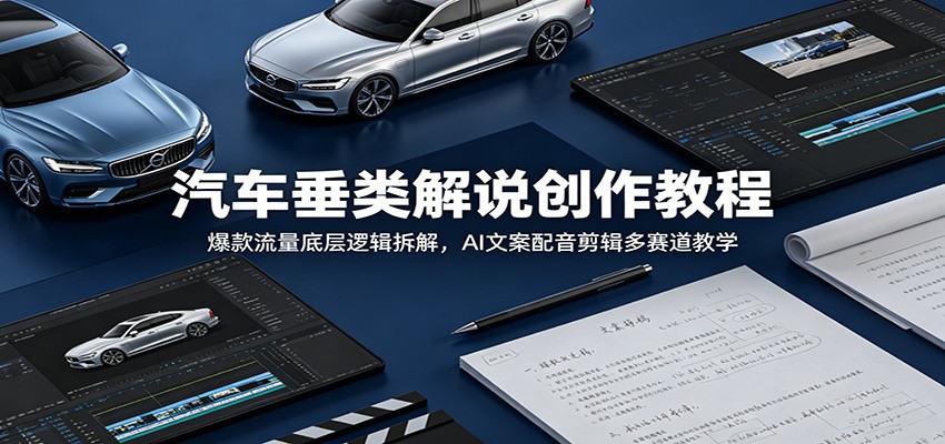 汽车垂类解说创作教程:爆款流量底层逻辑拆解,AI文案配音剪辑多赛道教学-资源共享