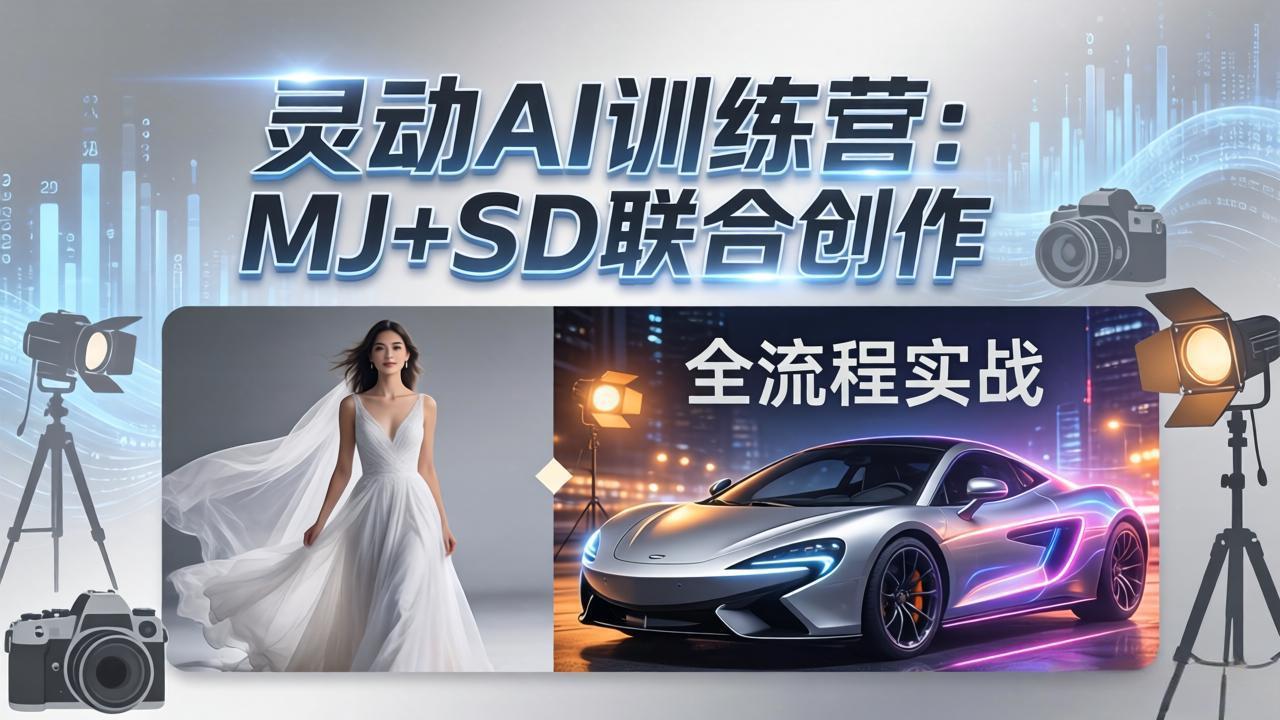 灵动AI训练营-3.0课程：MJ+SD联合创作，从婚纱大片到汽车广告，摄影后期全流程实战-资源共享