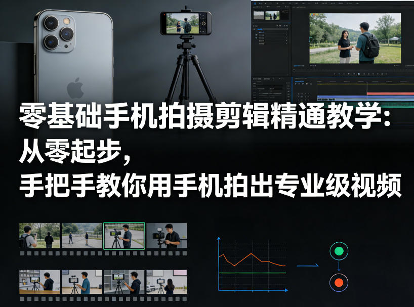 零基础手机拍摄剪辑精通教学：从零起步，手把手教你用手机拍出专业级视频-资源共享