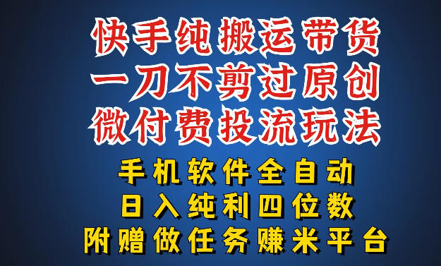 最新黑科技快手搬运带货方法，手机就能操作，轻松带你日入四位数【揭秘】-资源共享