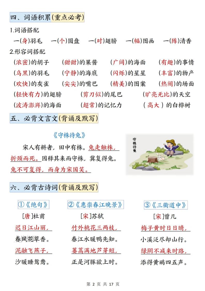三年级下语文期末复习高频考点汇总(十五大必备知识点)-资源共享