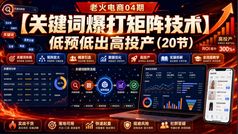 老火电商04期：【关键词爆打矩阵技术】低预低出高投产(20节)-资源共享