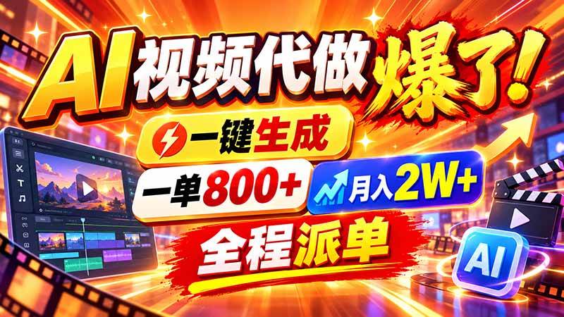 (21114期)2026年底新赛道,AI视频代做一单800+,小白可做,告别打工-资源共享