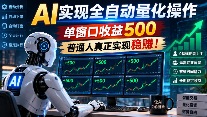 AI实现全自动量化操作,单窗口收益500,普通人真正实现稳賺!【揭秘】-资源共享