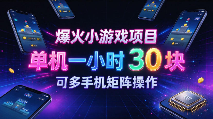 爆火小游戏撸金项目，实测单机一小时30+，可多手机矩阵操作，新手看完一遍就能上手【揭秘】-资源共享