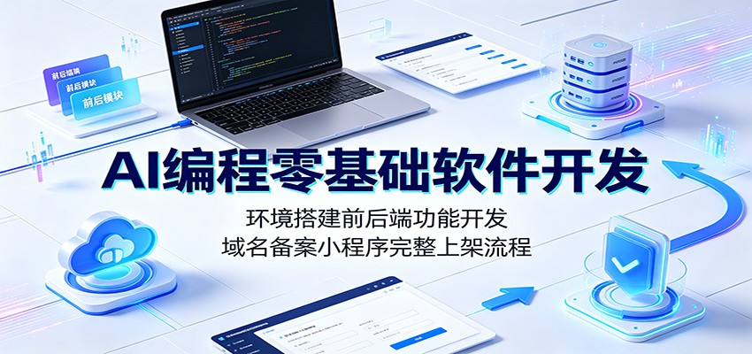 AI编程零基础软件开发：环境搭建前后端功能开发，域名备案小程序完整上架流程-资源共享