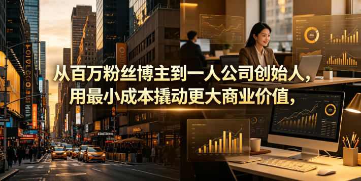从百万粉丝博主到一人公司创始人，用最小成本撬动更大商业价值-资源共享