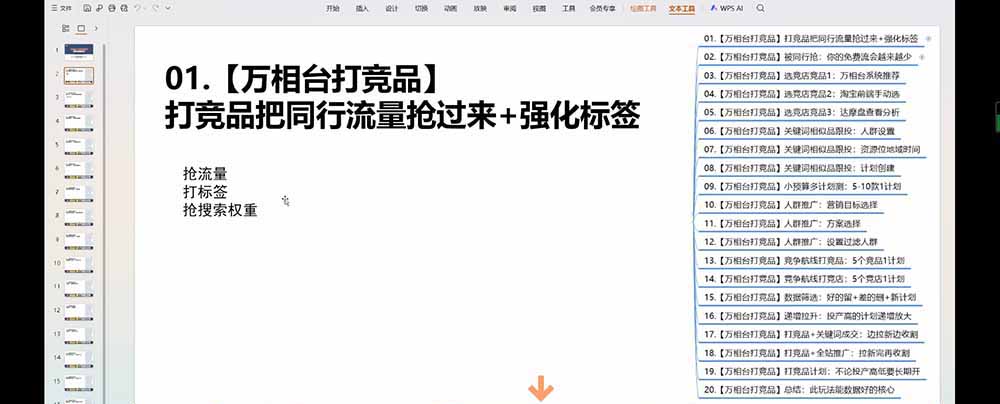 老火电商03期万相台截流课：竞品多渠道筛选｜多计划测试递增｜全站联动拉新收割全套实操教学-资源共享