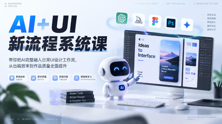 【无水印】AI+UI新流程系统课，带你把AI完整融入日常UI设计工作流，从出稿效率到作品质量全面提升（2026第4期）-资源共享