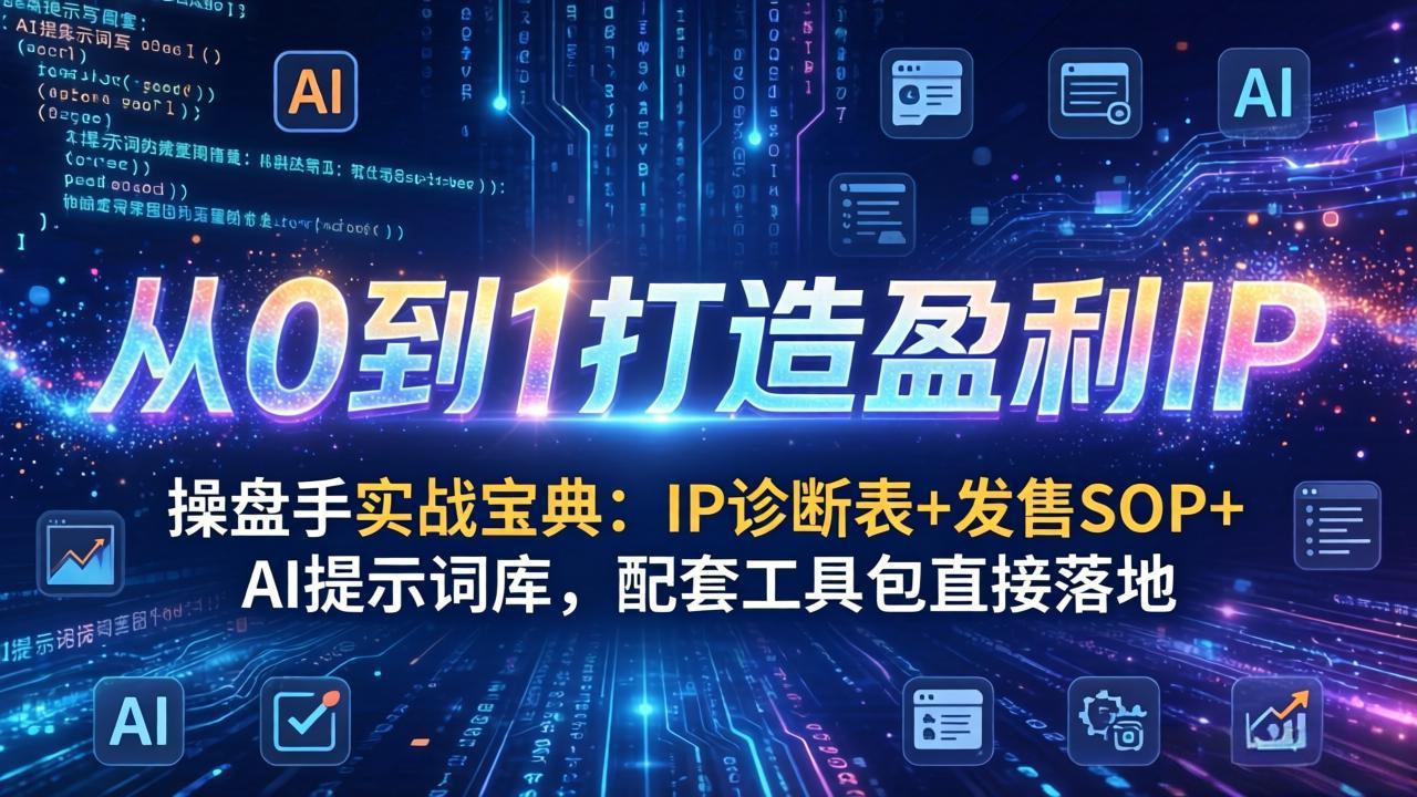操盘手实战宝典：IP诊断表+发售SOP+AI提示词库，配套工具包直接落地，从0到1打造盈利IP-资源共享