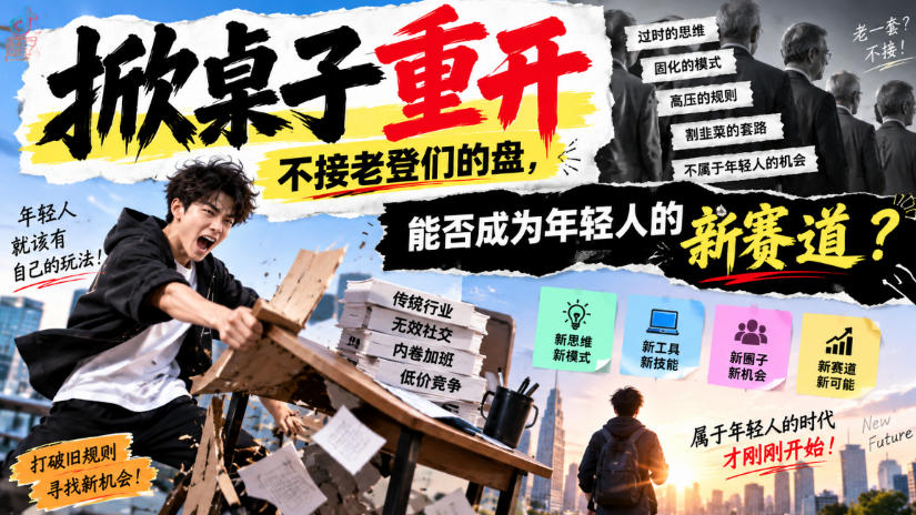 某公众号付费文章：掀桌子重开，不接老登们的盘，能否成为年轻人的新赛道？-资源共享