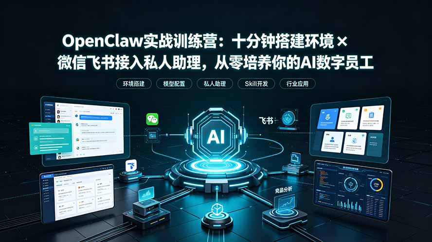 OpenClaw实战特训营:十分钟搭建环境×微信飞书接入私人助理,从零培养你的AI数字员工-资源共享