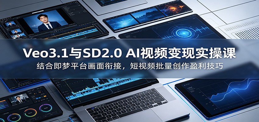 Veo3.1与SD2.0 AI视频变现实操课课:结合即梦平台画面衔接,短视频批量创作盈利技巧-资源共享