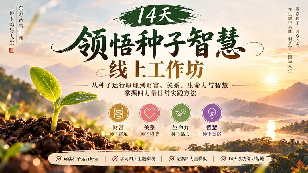 (20756期)14天领悟种子智慧线上工作坊|从种子运行原理到财富、关系、生命力与智慧,掌握四力量日常实践方法-资源共享