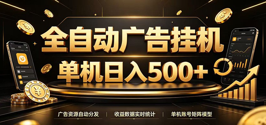 全自动广告挂机,每天24小时不停的去看广告获取收益,单机500+-资源共享