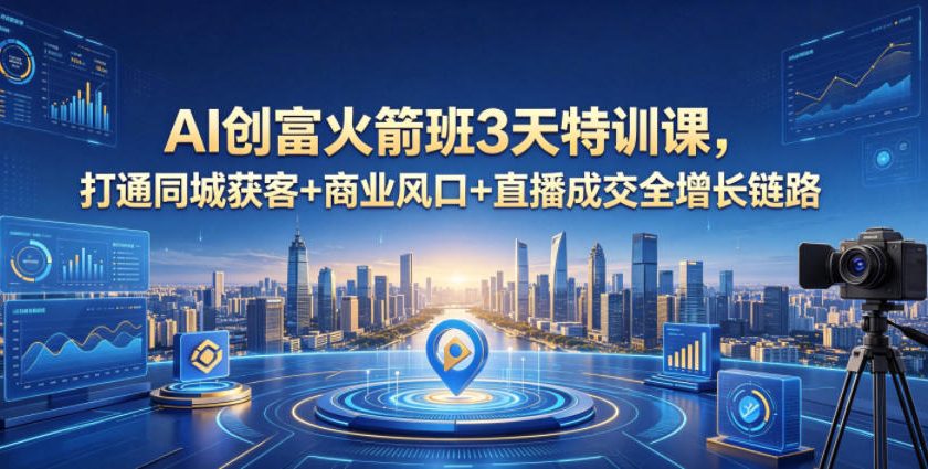 AI创富火箭班3天特训课,打通同城获客+商业风口+直播成交全增长链路,2026年4月新课-资源共享