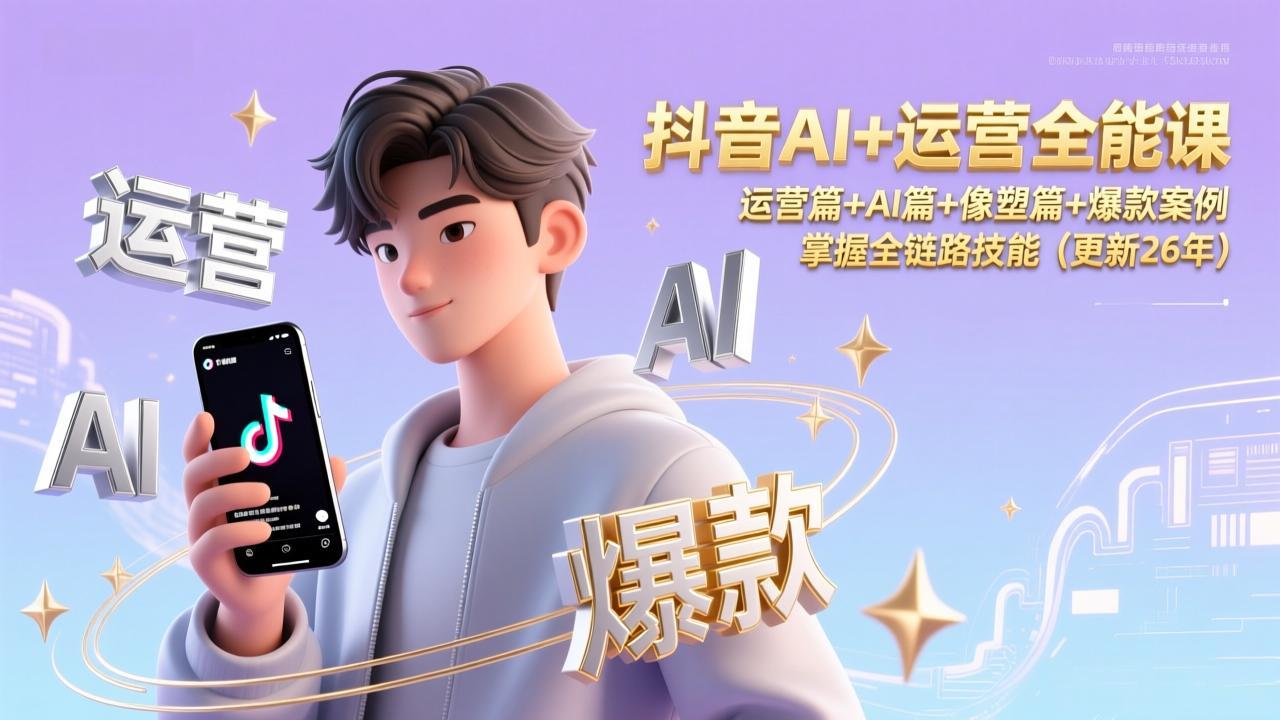 抖音AI+运营全能课，运营篇+AI篇+像塑篇+爆款案例，掌握全链路技能(更新26年-资源共享