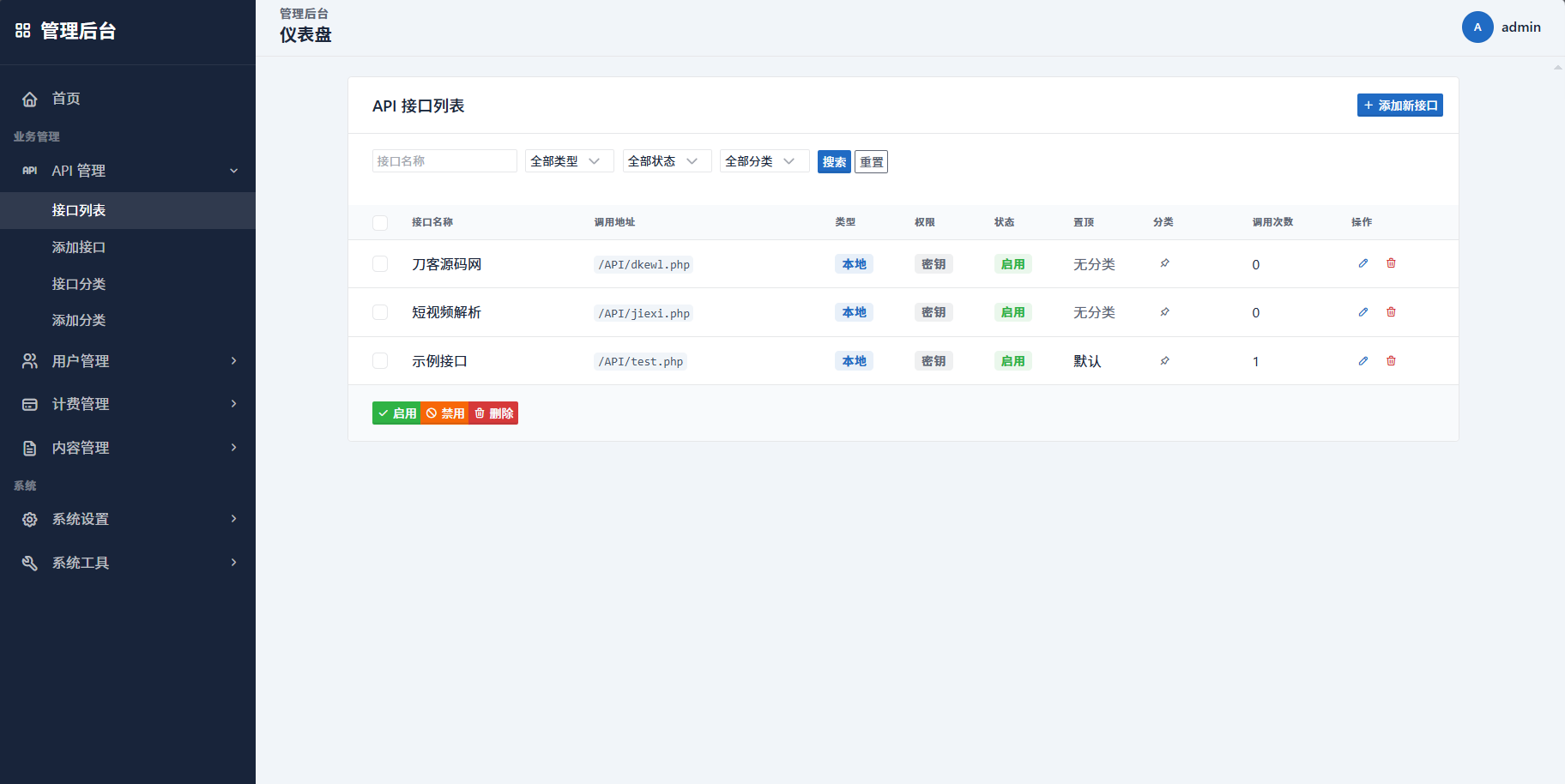 最新更新API管理系统源码 API计费 全开源-资源共享