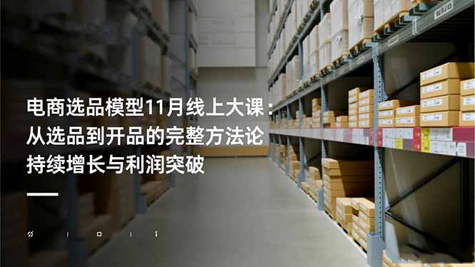 电商选品模型11月线上大课：从选品到开品的完整方法论 持续增长与利润突破-资源共享