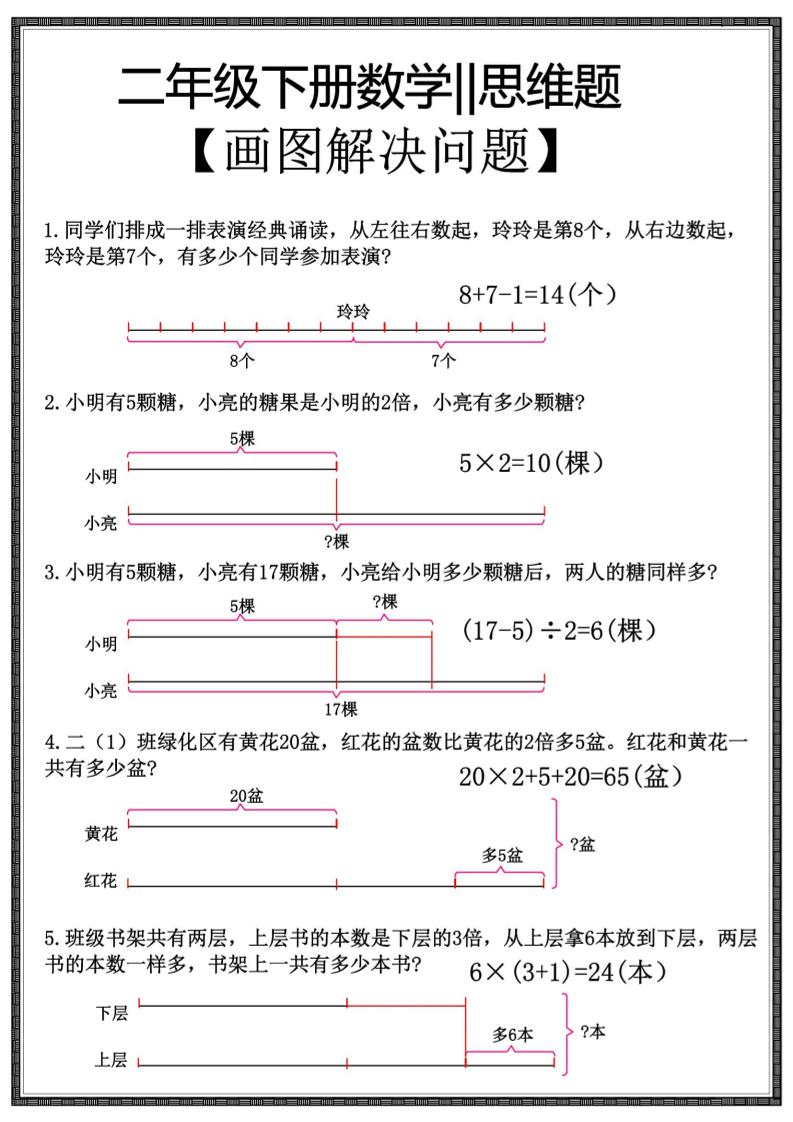 二年级下数学【思维题】画图解决问题-资源共享