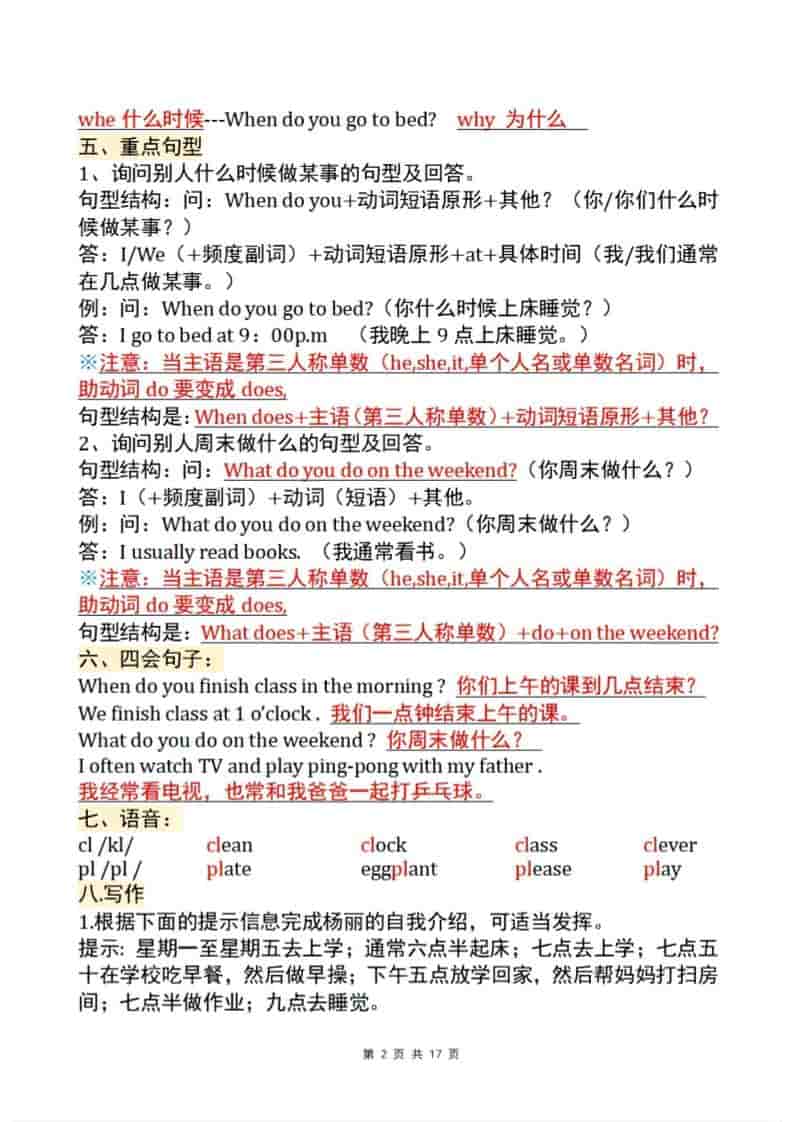 五年级下英语全册知识点汇总《人教版PEP》-资源共享