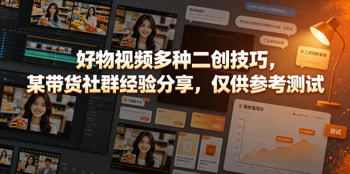 好物视频多种二创技巧，某带货社群经验分享，仅供参考测试-资源共享
