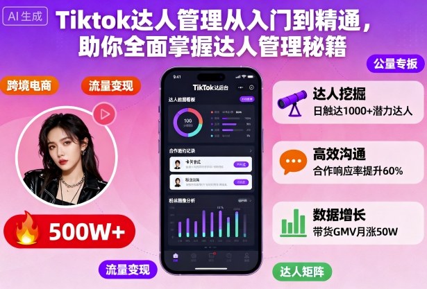 Tiktok达人管理从入门到精通，助你全面掌握达人管理秘籍-资源共享