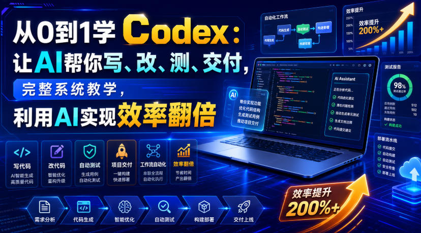 从0到1学Codex：让AI帮你写、改、测、交付，完整系统教学，利用AI实现效率翻倍-资源共享