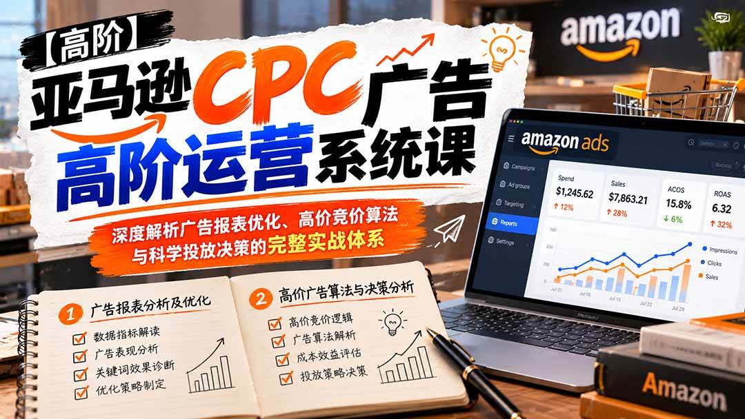 （20950期）亚马逊CPC广告高阶运营系统课：深度解析广告报表优化、高价竞价算法与科学投放决策的完整实战体系-资源共享