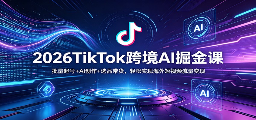2026TikTok跨境AI掘金课：批量起号+AI创作+选品带货，轻松实现海外短视频流量变现-资源共享