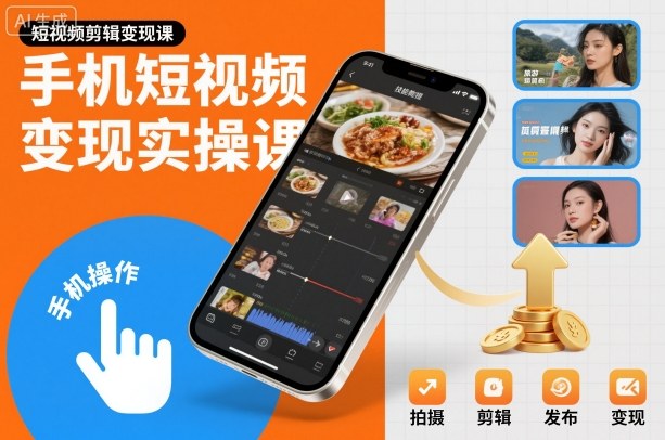 手机短视频变现实操课，短视频剪辑变现课-资源共享