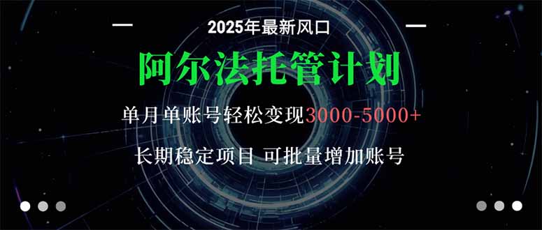 阿尔法托管计划 单账号月入3000-5000，长期稳定项目，新手小白轻松上手。-资源共享