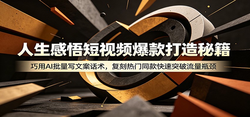 人生感悟短视频爆款打造秘籍：巧用A 批量写文案话术，复刻热门同款快速突破流量瓶颈-资源共享