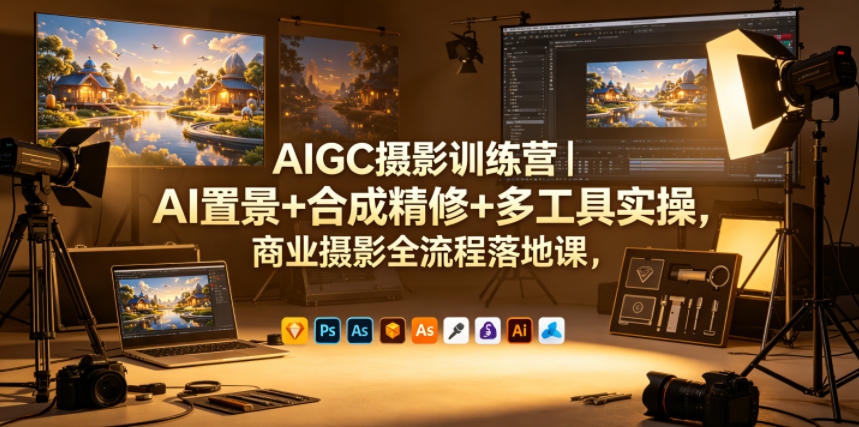 AIGC摄影训练营|AI置景+合成精修+多工具实操,商业摄影全流程落地课-资源共享