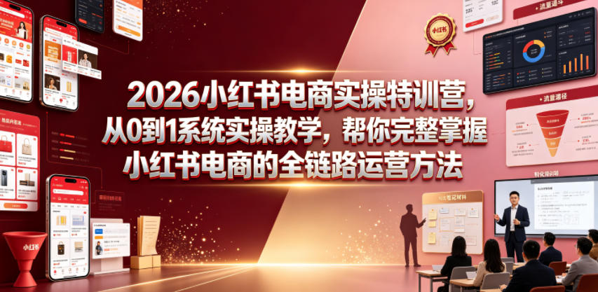 2026小红书电商实操特训营,从0到1系统实操教学,帮你完整掌握小红书电商的全链路运营方法-资源共享