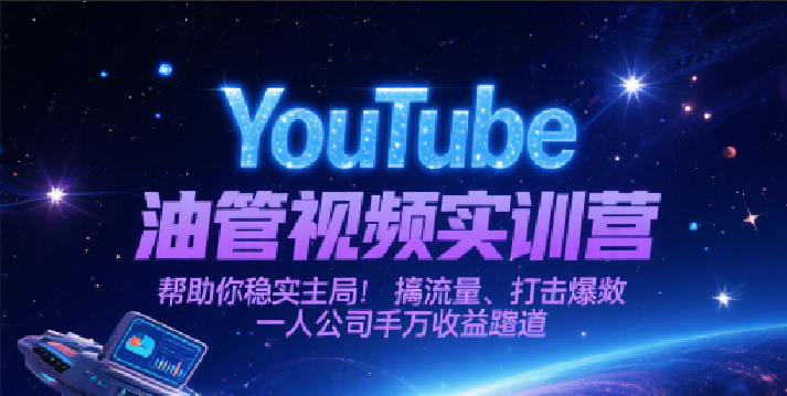 YouTube油管视频实训营，帮助你稳入局、搞流量、打爆款，一人公司千万收益赛道-资源共享