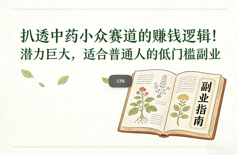 扒透中药小众赛道的賺米逻辑，潜力巨大，适合普通人的低门槛副业-资源共享