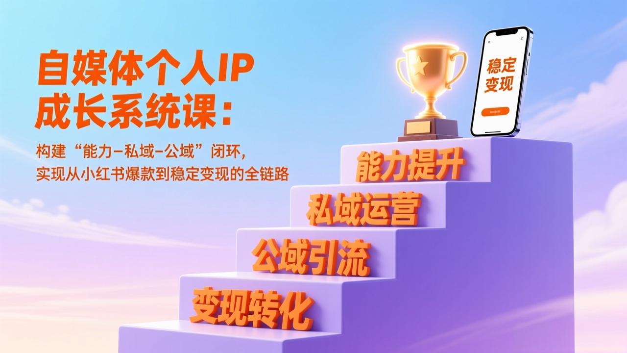 自媒体个人IP成长系统课：构建“能力-私域-公域”闭环，实现从小红书爆款到稳定变现的全链路-资源共享