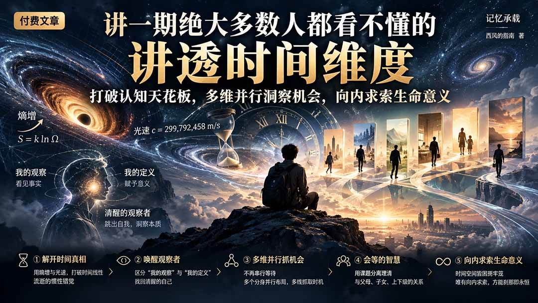 (21267期)付费文章:讲一期绝大多数人都看不懂的,讲透时间维度,打破认知天花板,多维并行洞察机会,向内求索生命意义 (21267期)付费文章:讲一期绝大多数人都看不懂的,讲透时间维度,打破认知天花板,多维并行洞察机会,向内求索生命意义