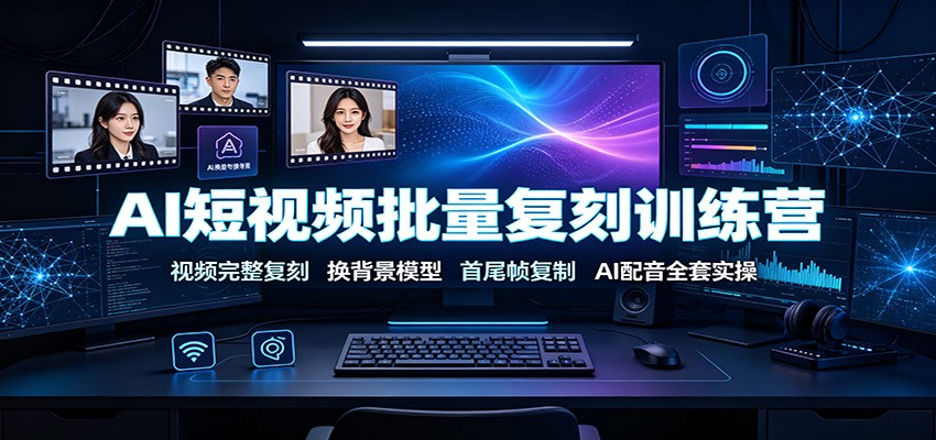 AI短视频批量复刻训练营：视频完整复刻，换背景模型、首尾帧复制、AI配音全套实操-资源共享