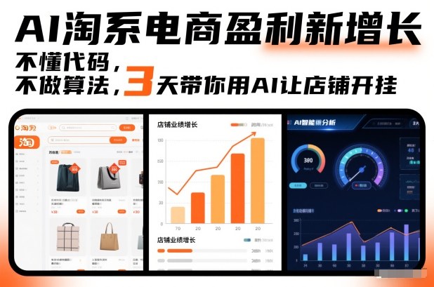 AI淘系电商盈利新增长，不懂代码，不做算法，3天带你用AI让店铺开挂-资源共享