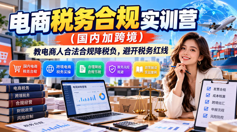 电商税务合规实训营（国内加跨境），教电商人合法合规降税负，避开税务红线-资源共享