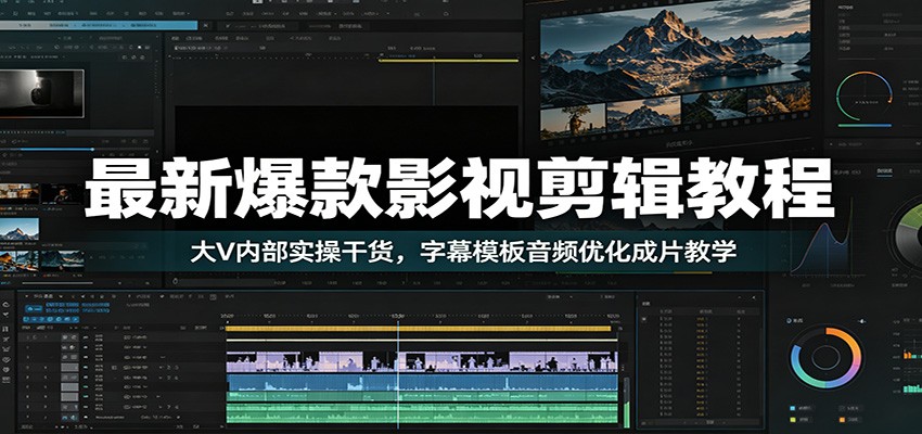 最新爆款影视剪辑教程：大V内部实操干货，字幕模板音频优化成片教学-资源共享