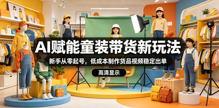 AI赋能童装带货新玩法,新手从零起号,低成本制作货品视频稳定出单-资源共享