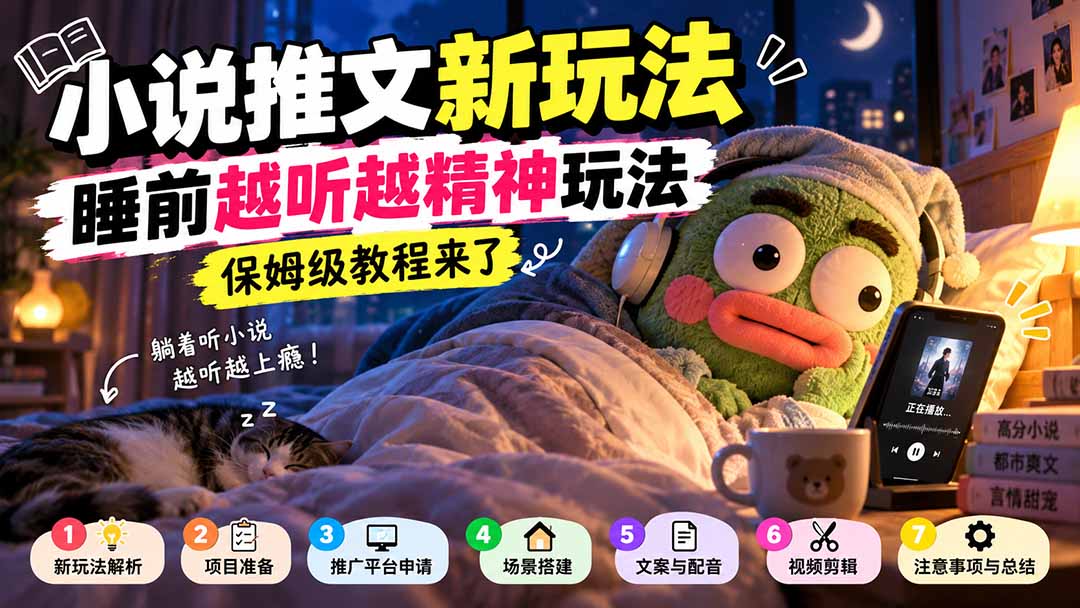 小说推文新玩法,睡前越听越精神玩法,保姆级教程来了-资源共享