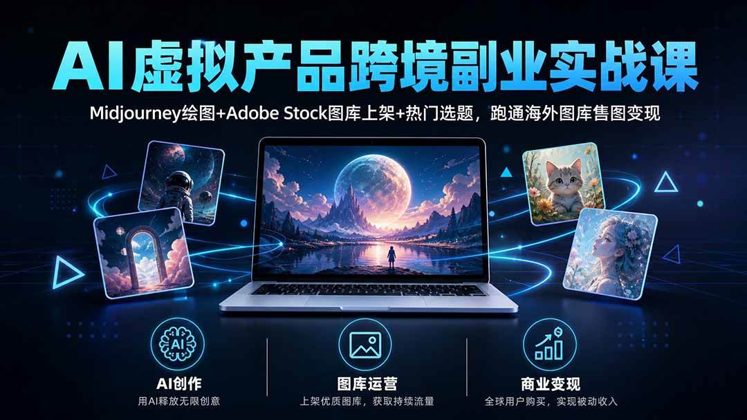 （20514期）AI虚拟产品跨境副业实战课｜Midjourney绘图+Adobe Stock图库上架+热门选题，跑通海外图库售图变现-资源共享