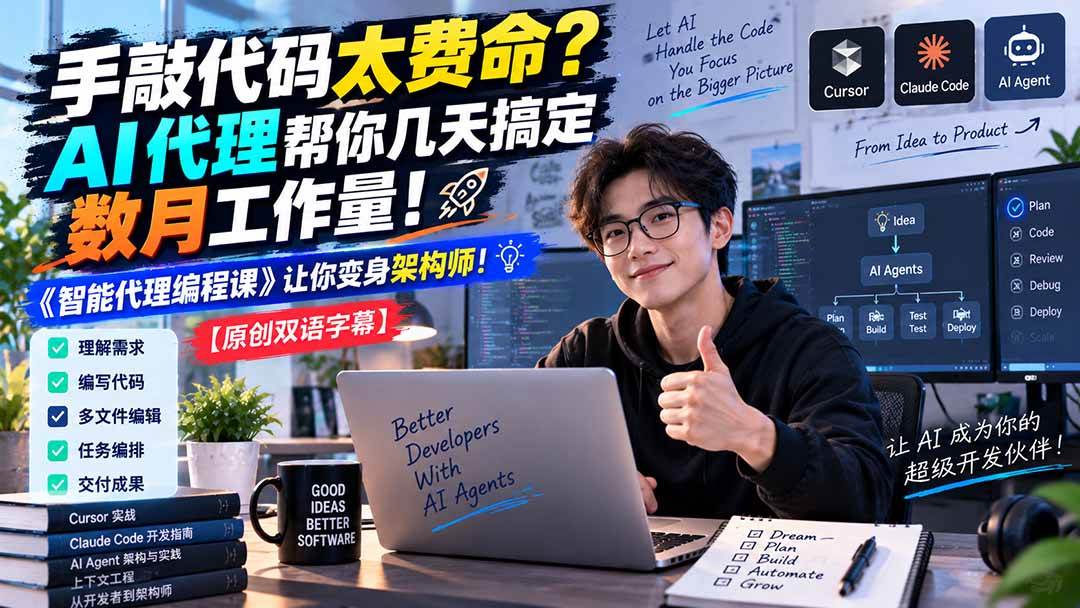 (20286期)手敲代码太费命?AI 代理帮你几天搞定数月工作量!《智能代理编程课》让你变身架构师-资源共享