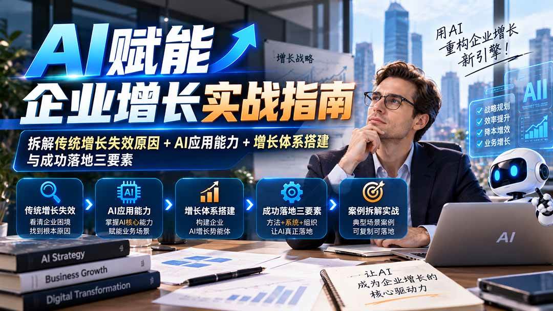 (20850期)【无水印】AI赋能企业增长实战指南:拆解传统增长失效原因+AI应用能力+增长体系搭建与成功落地三要素-资源共享