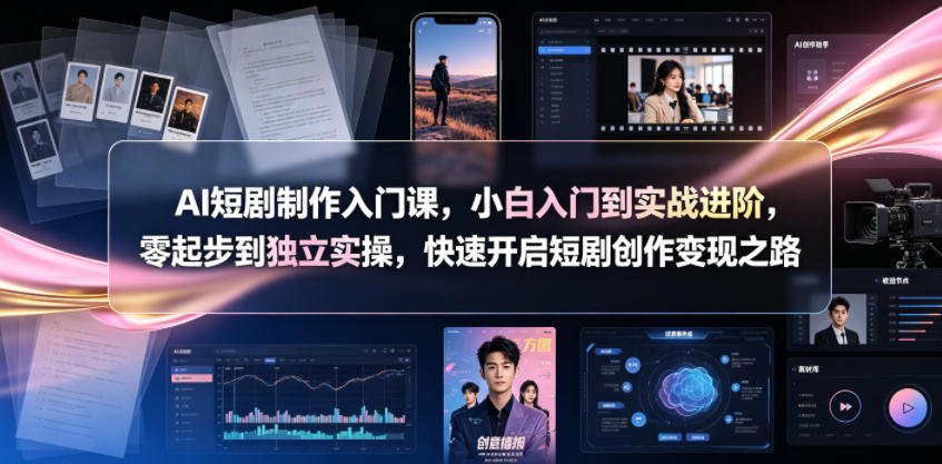 AI短剧制作入门课,小白入门到实战进阶,零起步到独立实操,快速开启短剧创作变现之路-资源共享