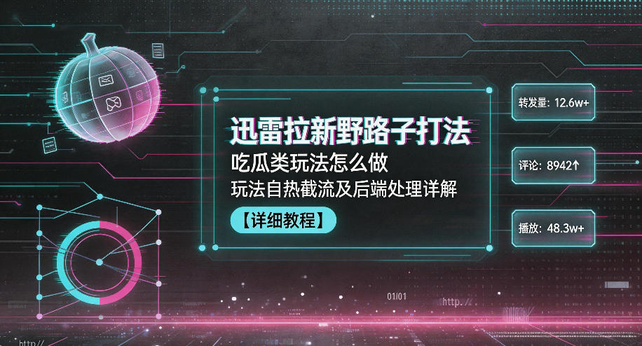 迅雷拉新野路子打法，吃瓜类玩法怎么做，玩法自热截流及后端处理详解-资源共享